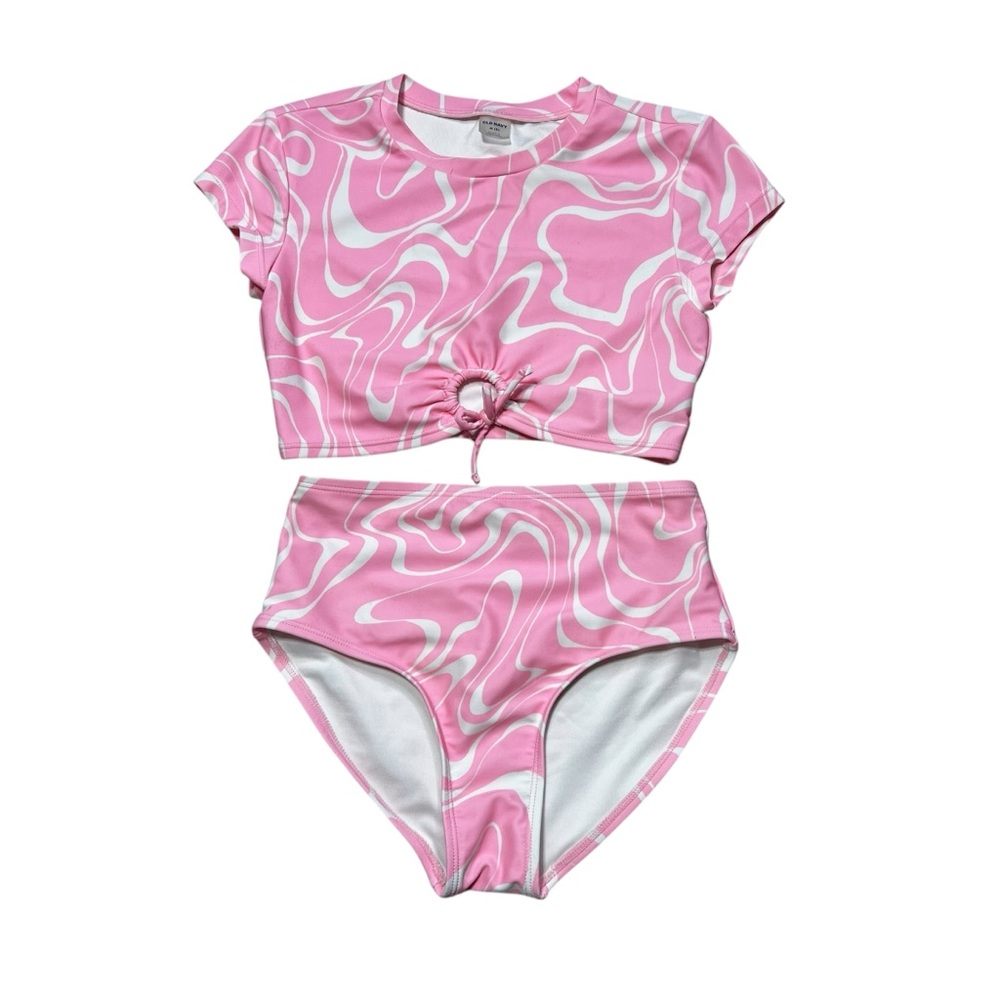 Old Navy‎ Pink and White Swirl Kids Bikini
